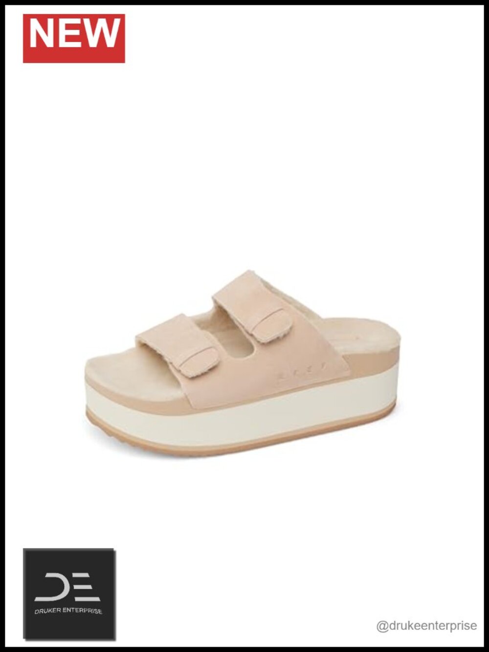 Women's Cozy Platform Sandals with Faux Fur Footbed